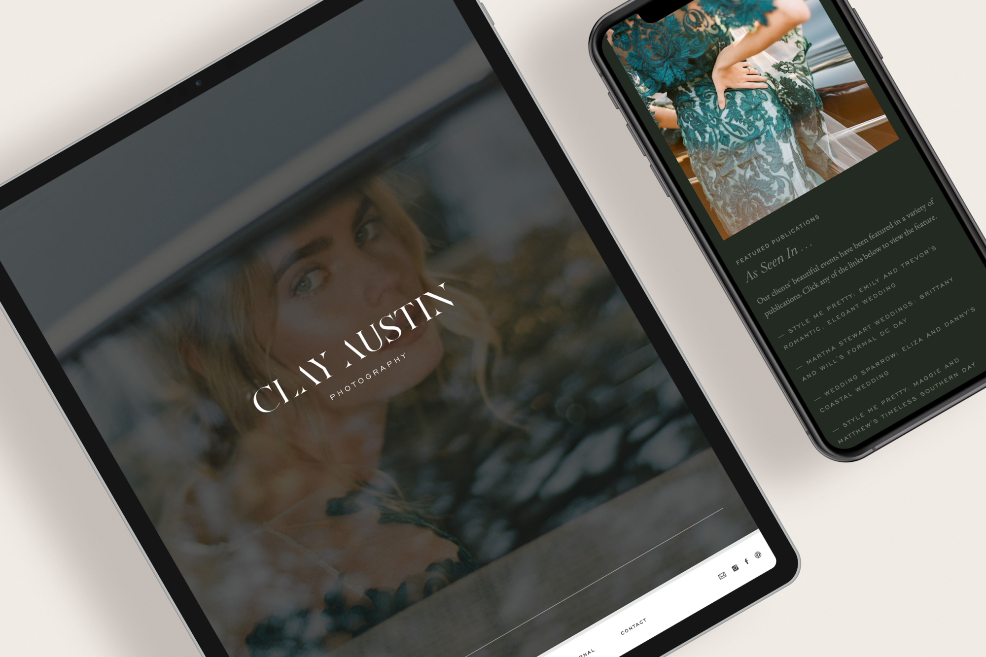 Brand design and business name for Clay Austin Photography, a wedding photography business.